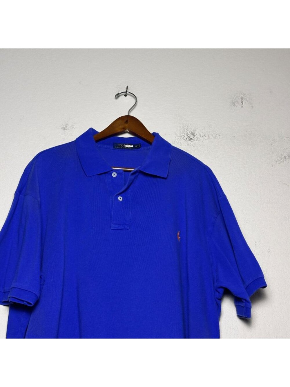Polo Ralph Lauren Shirt Men 2XB Short Sleeve Blue Orange Pony Preppy Classic Fit